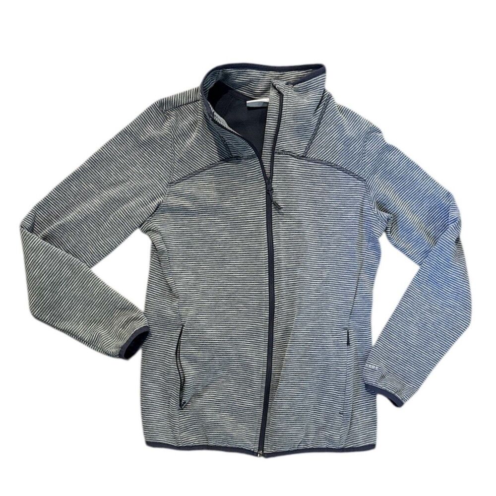 Columbia Zip-up fleece jacket Women's M Firewood Camp Long Sleeve Gray Striped